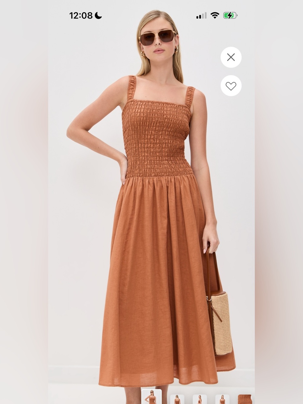 Le Bob Anastasia Smocked Dress 00 in Pecan